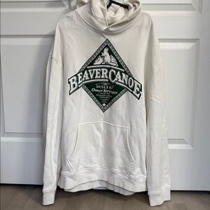 Roots Beaver Canoe White Hoodie (Size L)